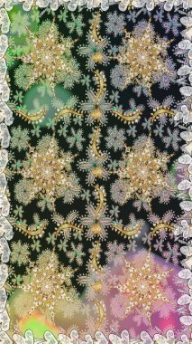 Kart, duvar kağıdı, ambalaj ve tekstil için klasik tasarım. Altın şablon. Gri renkli Royal retro. Kusursuz desenli altın elementler. Klasik çiçek dokusu. Raster illüstrasyonu.