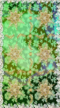 Geleneksel altın sarısı desenli yeşil renkli ve altın elementli. Barok tarzında kusursuz bir doğulu süsü..