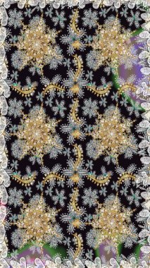 Paisleys zarif çiçek desenli dikdörtgen arka plan duvar kâğıdı illüstrasyonlu klasik stil, modern 3D çizgili sanat altın ve gri desenli çiçek yaprakları ve süslemeleri..