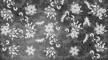 Çiçek tasarımı için inanılmaz bir kolaj cenneti tarzı. Çiçekli zambakların eskiz geçmişi. Parlak çiçekli kolaj çiçekleri gri ve beyaz.