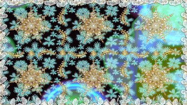 Raster geleneksel altın pürüzsüz deseni nötr renklerde. Barok tarzında kusursuz bir doğulu süsü..