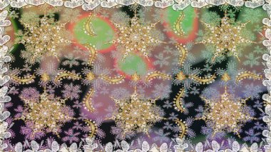 Klasik klasik klasik arka plan. Kusursuz klasik raster altın desenli. Geleneksel oryantasyon süsü. Gri renklerde, altın elementlerle kusursuz desen. Raster illüstrasyonu.