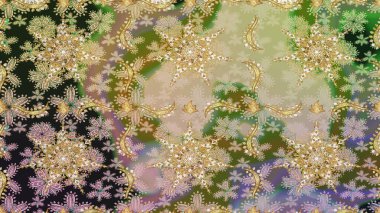 Barok tarzında kusursuz bir doğulu süsü. Geleneksel klasik altın desen. Raster oryantal süs. Altın elementlerle bej renklerde altın desen.