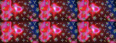 Düz Çiçek Elementleri Tasarımı. Renkli Yaz Temalı eskiz kalıbı. Kırmızı ve kahverengi renkte çiçekler. Raster illüstrasyonunda çiçek deseni çizimi.