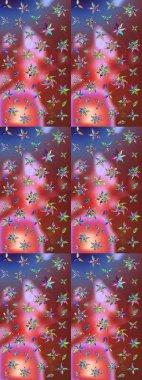 Kahverengi ve pembe renkli çiçekler. Renkli Yaz Temalı eskiz kalıbı. Düz Çiçek Elementleri Tasarımı. Çiçekli retro deseni çiz.