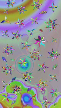 Raster çiçek desenleri çiziyor. Vadinin gri ve nötr renklerinde çiçekleri.