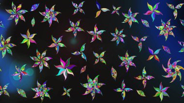 Raster illüstrasyonu. Gri ve mavi renkte şirin çiçekler. Küçük çiçekli basit bir çiçek çizimi. Moda baskısı, albüm, ambalaj kağıdı, duvar kağıdı için zarif dekoratif süslemeler..