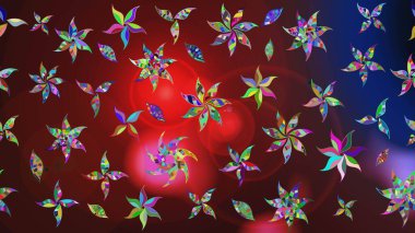 Kahverengi ve kırmızı renkte çiçekler. Raster illüstrasyonu. El çizimi çiçekli soyut çizim deseni.