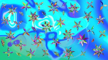 Şirin çiçekler. Raster Moda kumaş deseni. Çizgi çizimi deseni.