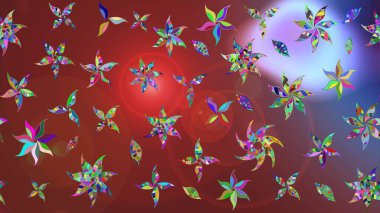 Küçük çiçekteki sevimli çiçek deseni. Nazik, yaz çiçekleri kahverengi ve kırmızı renklerde. Raster deseni. Raster illüstrasyonu.