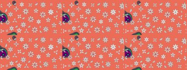 Tropik çiçek desenleri. Çiçekler turuncu ve nötr renklerde. Raster illüstrasyonu.