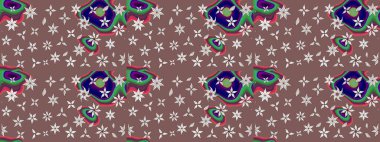 Bir sürü kahverengi ve nötr soyut çiçekli tropik eskiz deseni. Küçük çiçekteki sevimli çiçek deseni. Varicolobrown ve nötr raster çizimi.