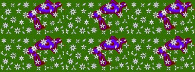 Nazik, narin çiçek arkaplanı. Çiçekli karalama şeklinde Raster çiçek deseni. Yeşil ve nötr renkte çiçekler.