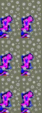 Renkli çizim kalıbı. Raster illüstrasyonu. Yeşil ve nötr renklerde şirin tekstil tarzında. Çiçek arkaplan. Çiçek duvar kağıdı.