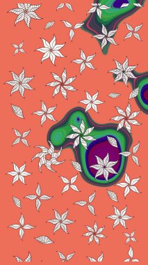 Turuncu ve nötr renklerde parlak çiçekli halı deseni.