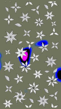 Yeşil ve nötr renklerde yaz çiçekleri. Raster illüstrasyonu. Raster çiçek desenli ve çiçekli..