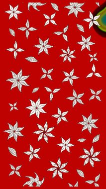 Kırmızı ve nötr renklerde çiçekler. Raster illüstrasyonunda çiçek deseni çizimi.