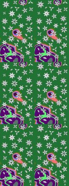 Düz Çiçek Elementleri Tasarımı. Yeşil ve nötr renklerde çiçekler. Renkli Bahar Teması eskiz kalıbı. Raster illüstrasyonunda çiçek deseni çizimi.