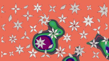 Turuncu ve nötr renklerde parlak çiçekli halı deseni.