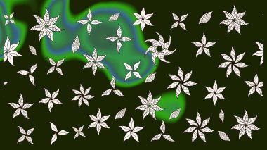 Düz Çiçek Elementleri Tasarımı. Raster Illustrasyon 'daki Çiçek Deseni' nin son moda çizimi. Güzel kumaş deseni. Renkli Yaz Teması çizim şablonu.