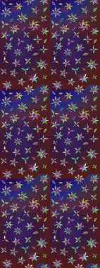 Düz Çiçek Elementleri Tasarımı. Mor ve mor renkli çiçekler. Renkli Yaz Temalı eskiz kalıbı. Çiçekli retro deseni çiz.