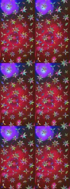 Çiçekli karalama şeklinde Raster çiçek deseni. Kırmızı ve kahverengi renkte çiçekler. Nazik, sevimli çiçek arkaplanı..