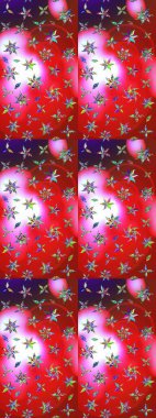 Düz Çiçek Elementleri Tasarımı. Renkli Yaz Temalı eskiz kalıbı. Kırmızı ve pembe renkte çiçekler. Raster illüstrasyonunda çiçek deseni çizimi.