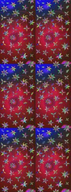 Miles Fleur, süslü püslü bir süs. Kumaş, tekstil, duvar kağıdı baskısı için. Eskiz geçmişi. Tomurcukları papatya çiçekleri olan sevimli bir çiçek deseni. Raster illüstrasyonu. Antika retro tarzı.