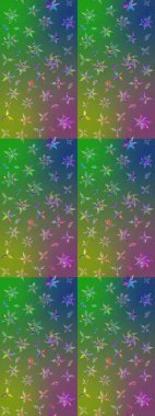 Düz Çiçek Elementleri Tasarım Raster illüstrasyonu. Yeşil ve mavi renkte çiçekler. Çiçek desenli eskiz. Renkli Bahar Teması çizim şablonu.