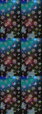 Raster Illustrasyon 'daki Çiçek Deseni' nin son moda çizimi. Güzel kumaş deseni. Renkli Yaz Temalı eskiz kalıbı. Düz Çiçek Elementleri Tasarımı.