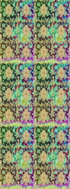 Tasarım için Damask çizim kalıbı. Yeşil renkler ve altın elementler üzerine Raster çizim deseni.