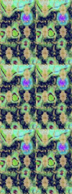 Altın elementlerle mavi renklerde altın desen. Çiçek kiremitleri. Eskiz desenli oryantal süs. Raster altın tekstil baskısı. İslam tasarımı.