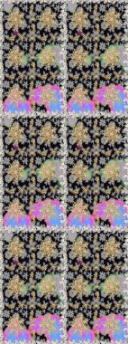 Raster oryantal süs. Kusursuz altın desen. Gri renklerde, altın elementlerle kusursuz desen.