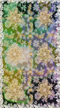 Tarafsız ve gri renklerde altın elementlerle kusursuz desen. Geleneksel oryantasyon süsü. Raster illüstrasyonu. Kusursuz klasik raster altın desenli. Klasik vintage arkaplan.