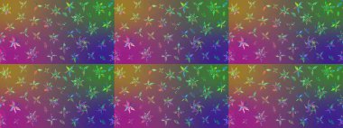 Küçük çiçekteki sevimli çiçek deseni. Mor ve yeşil renkte çiçekler.