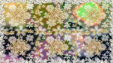 Altın desenli çiçek dekoru. Doğu tarzı element. Davetiyeler, kartlar, web sayfası için Raster illüstrasyon. Çizgi sanatı tasarım şablonu için kusursuz sınır. Tarafsız ve gri renkler üzerine altın element.