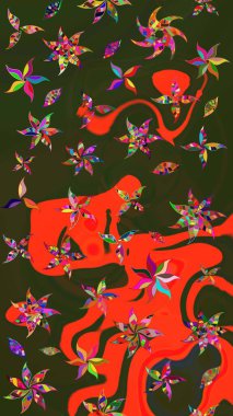 Çiçekli çiçek deseni, suluboya. Süslü kumaş deseni. Raster deseni.