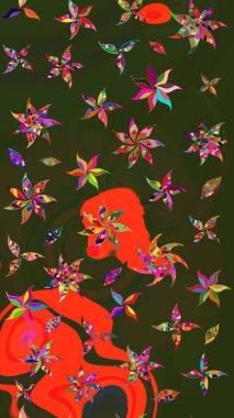 Küçük çiçekteki sevimli çiçek deseni. Yeşil ve gri renkte çiçekler.