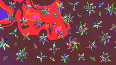 Renkli Bahar Teması eskiz kalıbı. Düz Çiçek Elementleri Tasarımı. Çiçek deseni. Raster çizimi. Güzel kumaş deseni..