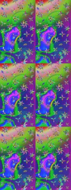 Yatak çarşafları, ceket, paket tasarımı, kumaş ve moda kavramları için tekstil baskısı. Eskiz modeli etnik tasarım. Çiçekleri, deniz kabukları, mandalaları ve suluboya efektleri olan deniz altyapısı.