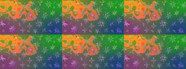 Düz Çiçek Elementleri Tasarımı. Raster Şirin kumaş deseni. Eskiz klasiği. Renkli Bahar Teması çizim şablonu.