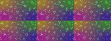 Küçük çiçekteki sevimli çiçek deseni. Mor ve yeşil renkte çiçekler.