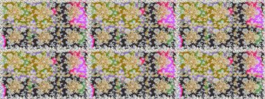 Çizgi sanatı tasarım şablonu için kusursuz sınır. Davetiyeler, kartlar, web sayfası için Raster illüstrasyon. Gri ve nötr renklerde altın element. Doğu tarzı element. Altın çizgili çiçek dekoru.