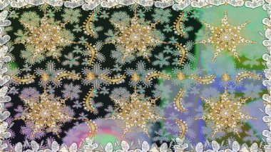 Arkaplan, kumaş, altın duvar kağıdı. Raster altın pürüzsüz desen. Gri ve nötr renklerde altın desenler ve altın elementler. Düz elle çizilmiş vintage koleksiyonu.