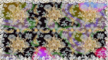 Raster geleneksel oryantasyon süsü. Kusursuz klasik altın desen. Altın desenli gri ve nötr renkler ve altın elementler.