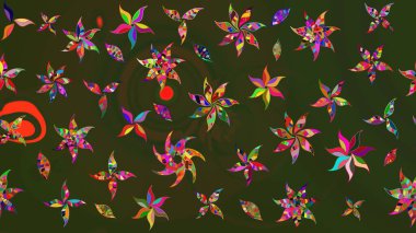 Raster Yumuşak kumaş deseni. Raster çiçek izi. Çiçek yeşili ve gri çizim deseni. Klasik taslak çizimi.