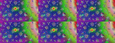 Küçük çiçekteki sevimli çiçek deseni. Yeşil ve mavi renkte çiçekler.