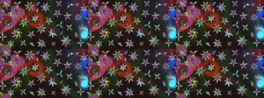 Düz Çiçek Elementleri Tasarımı. Güzel kumaş deseni. Raster Illustrasyon 'daki Çiçek Deseni' nin son moda çizimi. Renkli Yaz Teması çizim şablonu.