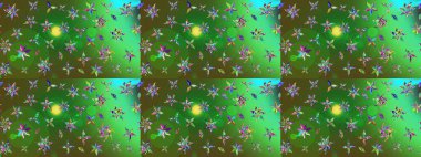 Parmak izi, kumaş, duvar kâğıdı, tekstil için raster dokusu. Nakış desenli çiçek deseni. Renkli grunge, koyu yeşil ve mavi çiçeklerle soyut arkaplanı zenginleştir.