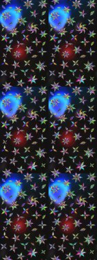 Renkli Bahar Teması eskiz kalıbı. Düz Çiçek Elementleri Tasarımı. Gri ve mavi renkte çiçekler. Çiçek desenli eskiz, yaz çiçekleri..